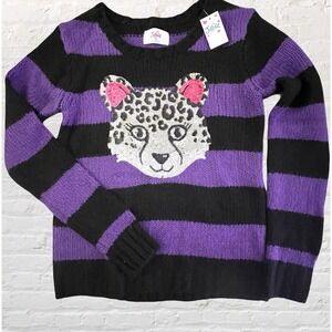 Justice Girls Purple Striped Sequins Leopard Sweater Size 16‎ Bling Winter NWT